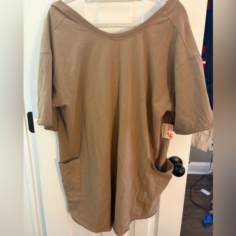 Free People T-Shirt mocha Brown Romper Size Medium NEW WITH TAGS